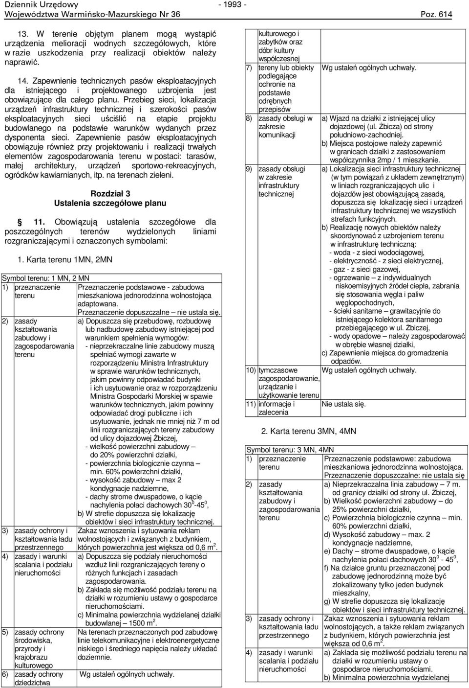 Zapewnienie technicznych pasów eksploatacyjnych dla istniejącego i projektowanego uzbrojenia jest obowiązujące dla całego planu.