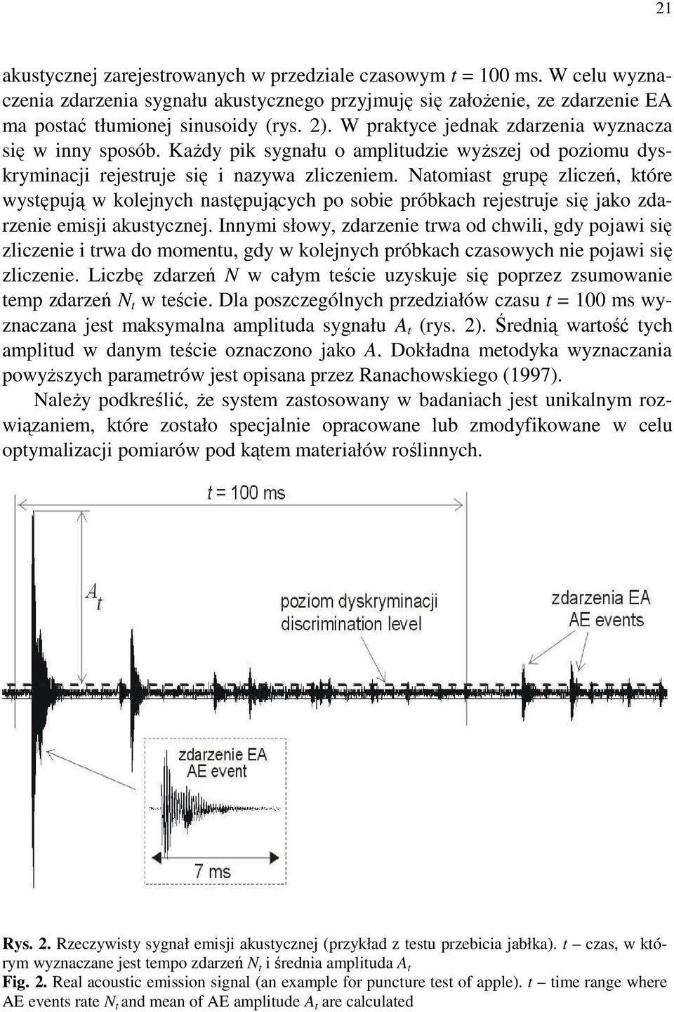 Natomiast grupę zliczeń, które występują w kolejnych następujących po sobie próbkach rejestruje się jako zdarzenie emisji akustycznej.