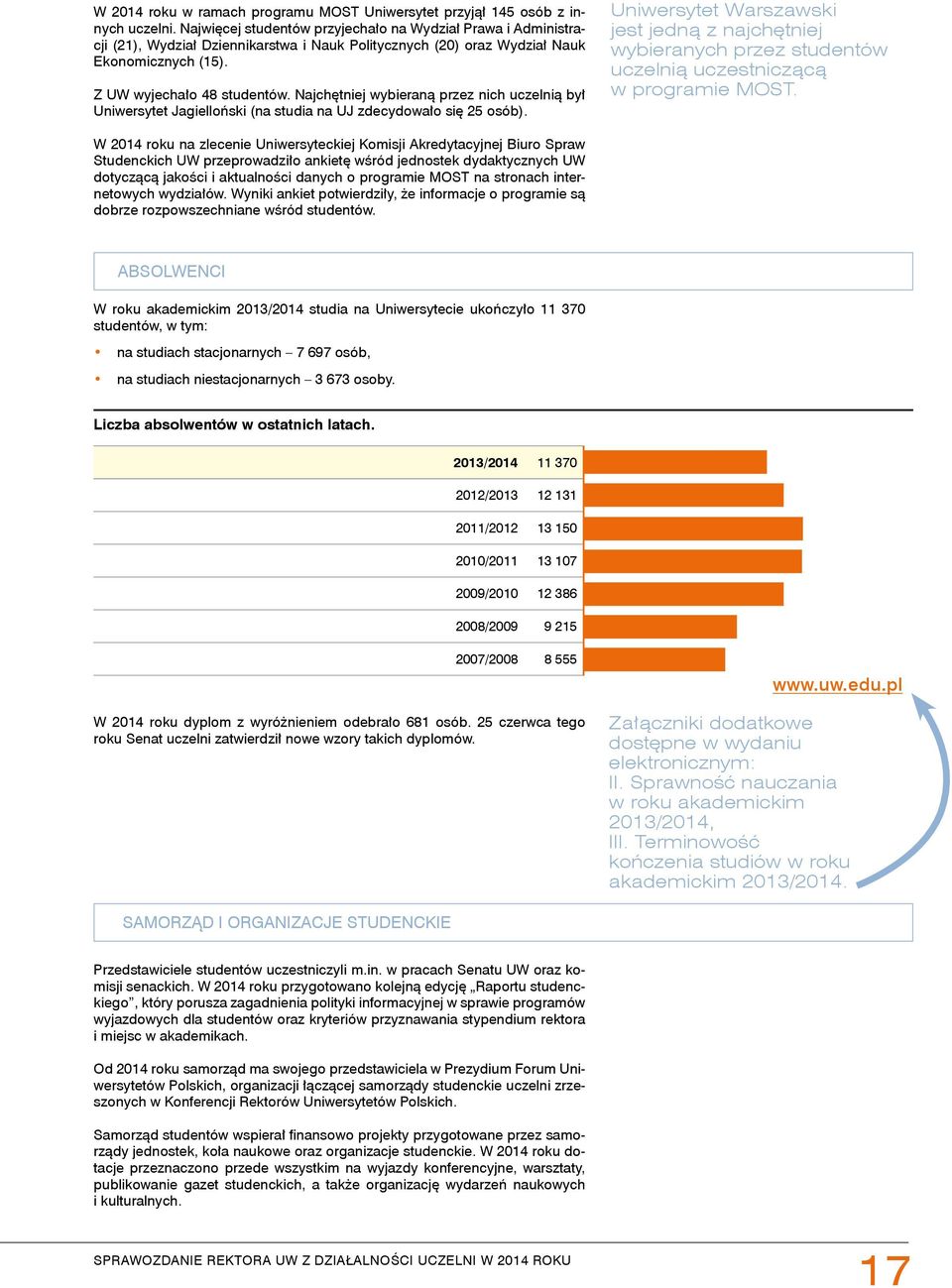 Najchętniej wybieraną przez nich uczelnią był Uniwersytet Jagielloński (na studia na UJ zdecydowało się 25 osób).