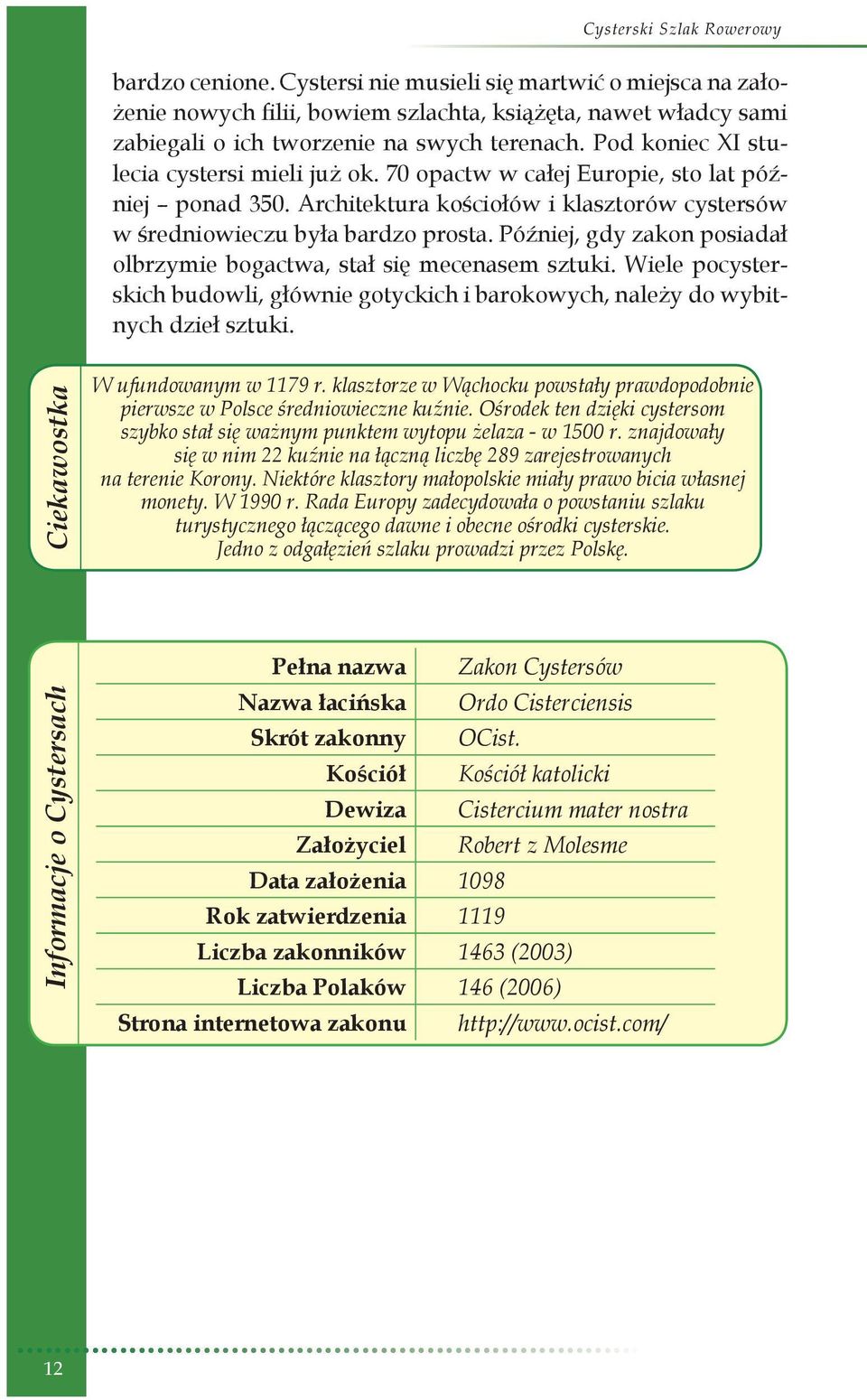 Później, gdy zakon posiadał olbrzymie bogactwa, stał się mecenasem sztuki. Wiele pocysterskich budowli, głównie gotyckich i barokowych, należy do wybitnych dzieł sztuki.