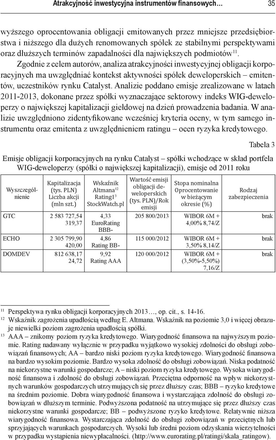 Zgodnie z celem autorów, analiza atrakcyjności inwestycyjnej obligacji korporacyjnych ma uwzględniać kontekst aktywności spółek deweloperskich emitentów, uczestników rynku Catalyst.