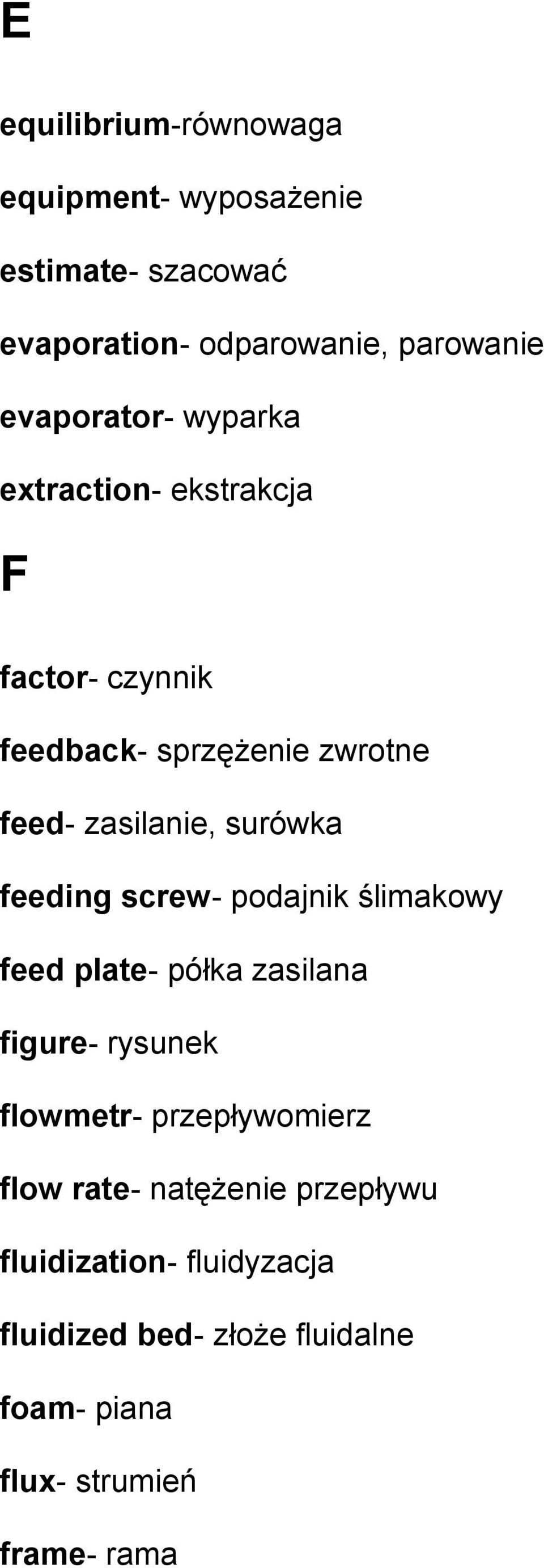 surówka feeding screw- podajnik ślimakowy feed plate- półka zasilana figure- rysunek flowmetr- przepływomierz