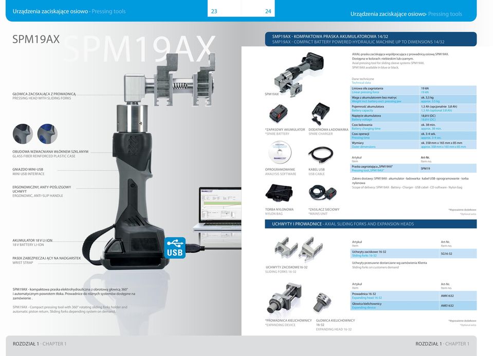 Axial pressing tool for sliding sleeve systems SPM19AX. SPM19AX available in blue or black.