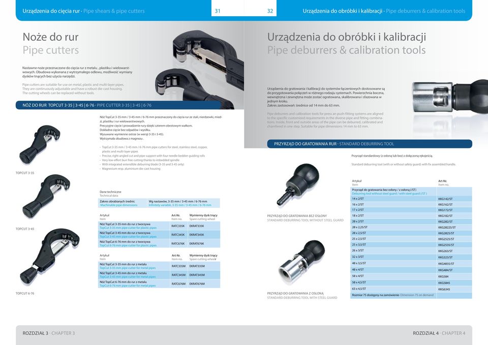 Obudowa wykonana z wytrzymałego odlewu, możliwość wymiany dysków tnących bez użycia narzędzi. Pipe cutters are suitable for use on metal, plastic and multi-layer pipes.