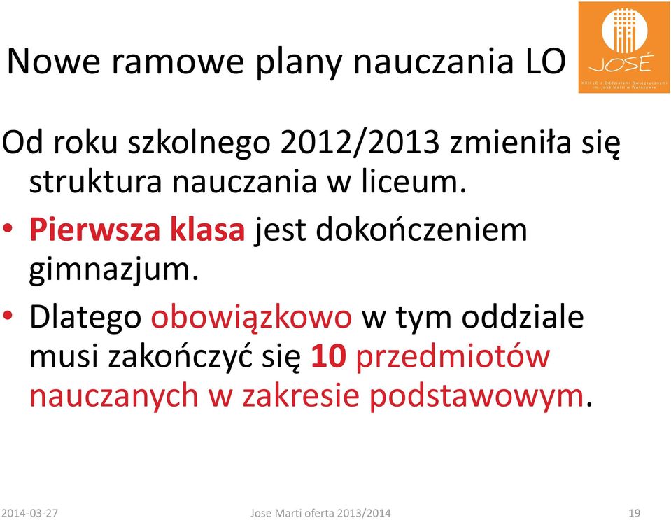 Dlatego obowiązkowo w tym oddziale musi zakończyć się 10 przedmiotów