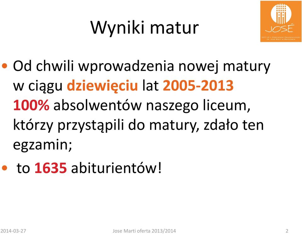 liceum, którzy przystąpili do matury, zdało ten egzamin;