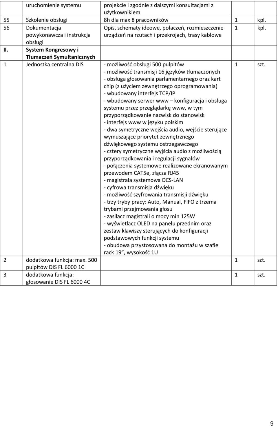 pulpitów - możliwość transmisji 16 języków tłumaczonych - obsługa głosowania parlamentarnego oraz kart chip (z użyciem zewnętrzego oprogramowania) - wbudowany interfejs TCP/IP - wbudowany serwer www