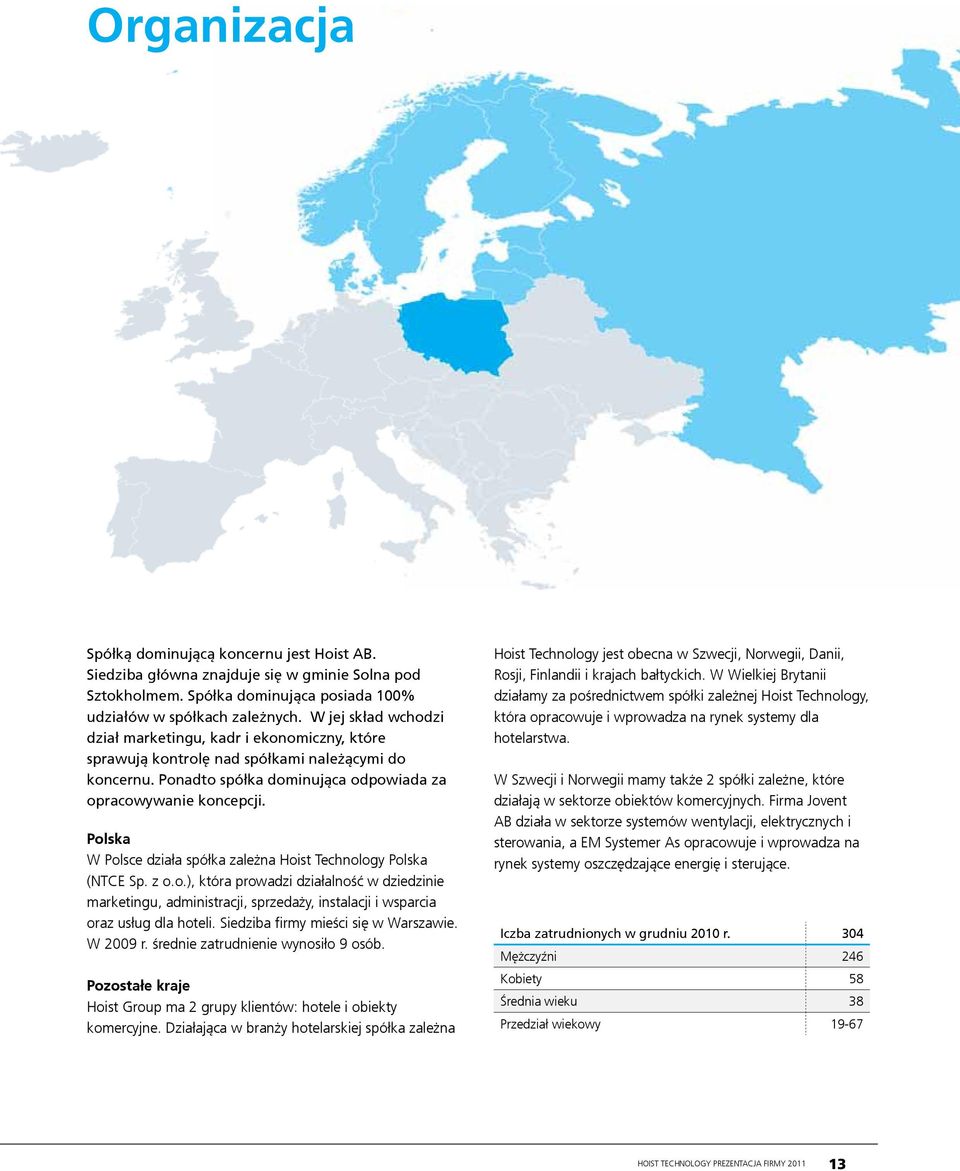 Polska W Polsce działa spółka zależna Hoist Technology Polska (NTCE Sp. z o.o.), która prowadzi działalność w dziedzinie marketingu, administracji, sprzedaży, instalacji i wsparcia oraz usług dla hoteli.