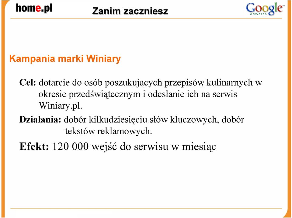 odesłanie ich na serwis Winiary.pl.