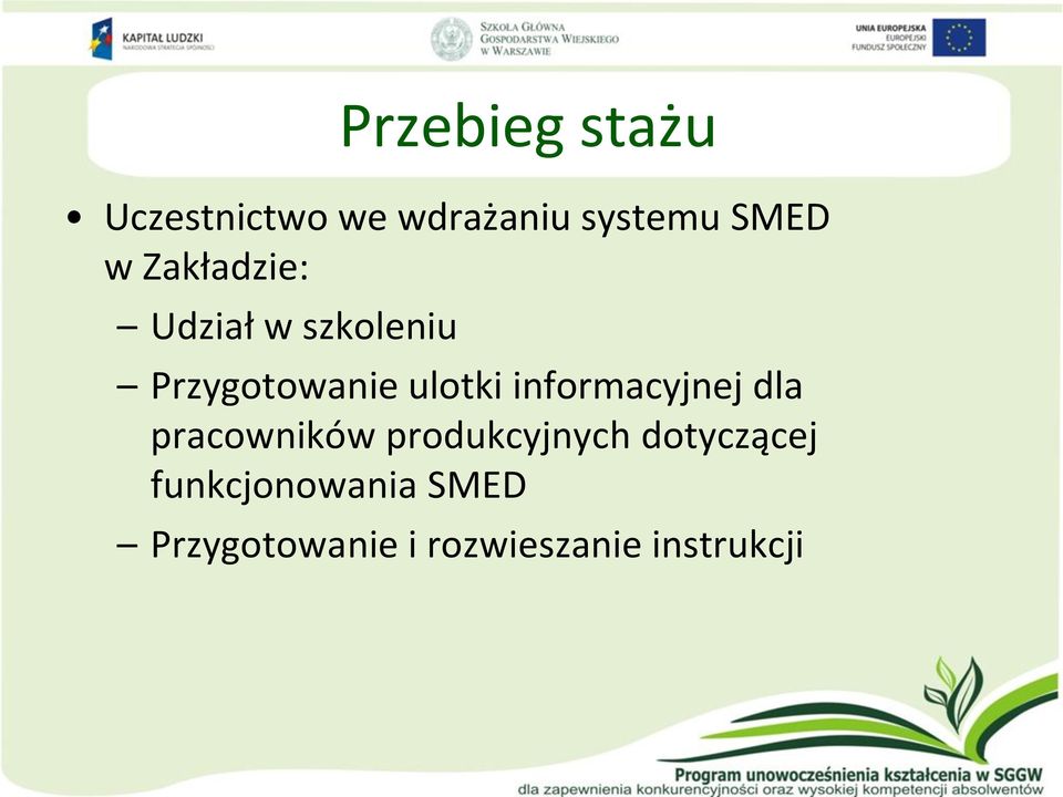 informacyjnej dla pracowników produkcyjnych dotyczącej