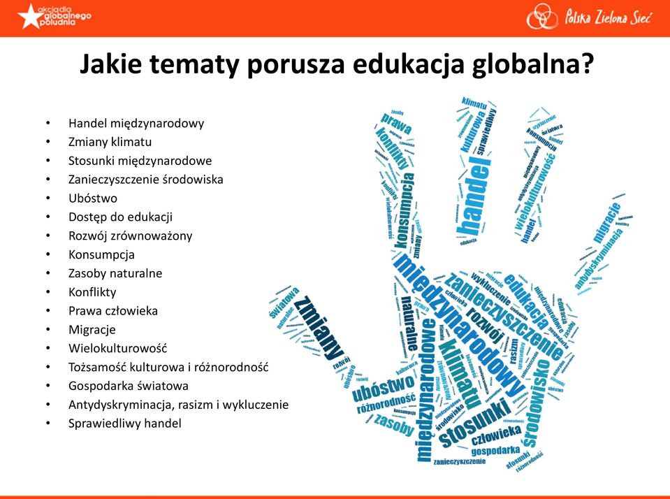 Ubóstwo Dostęp do edukacji Rozwój zrównoważony Konsumpcja Zasoby naturalne Konflikty Prawa