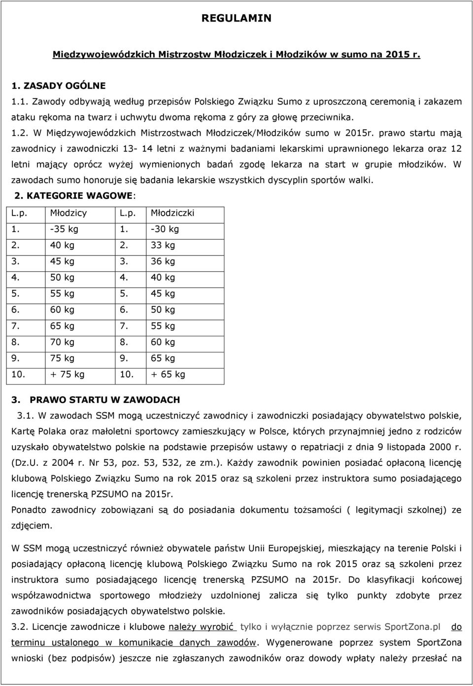 W Międzywojewódzkich Mistrzostwach Młodziczek/Młodzików sumo w 2015r.