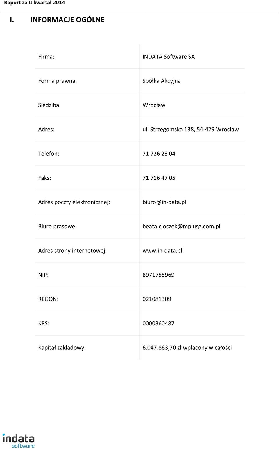 elektronicznej: biuro@in-data.pl Biuro prasowe: beata.cioczek@mplusg.com.