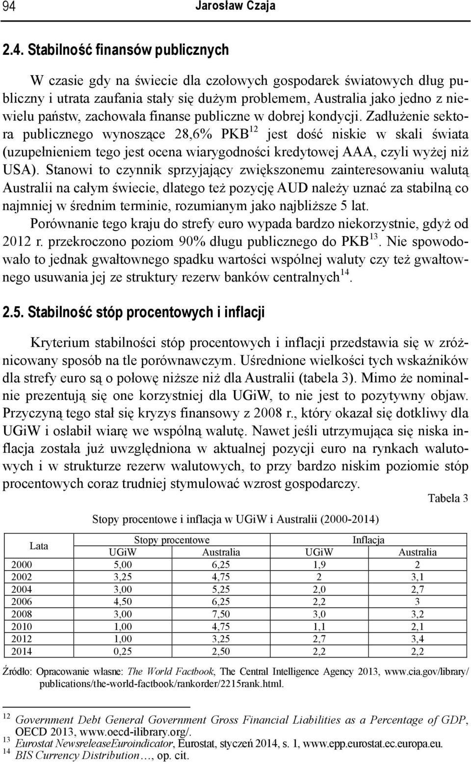 Zadłużenie sektora publicznego wynoszące 28,6% PKB 12 jest dość niskie w skali świata (uzupełnieniem tego jest ocena wiarygodności kredytowej AAA, czyli wyżej niż USA).