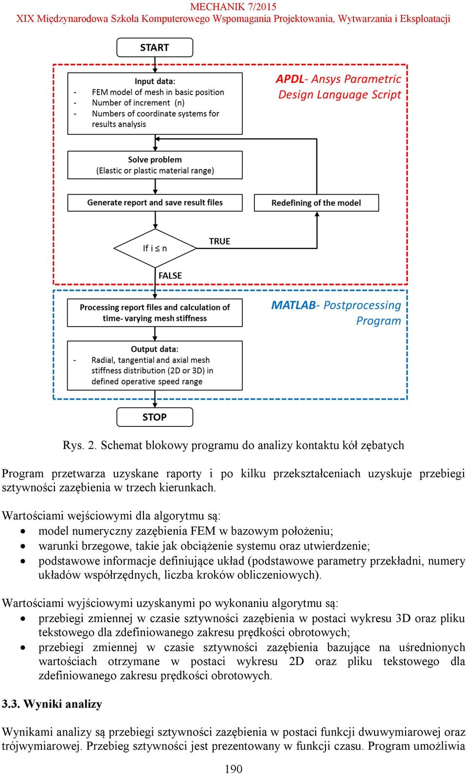 układ (podstawowe parametry przekładni, numery układów współrzędnych, liczba kroków obliczeniowych).