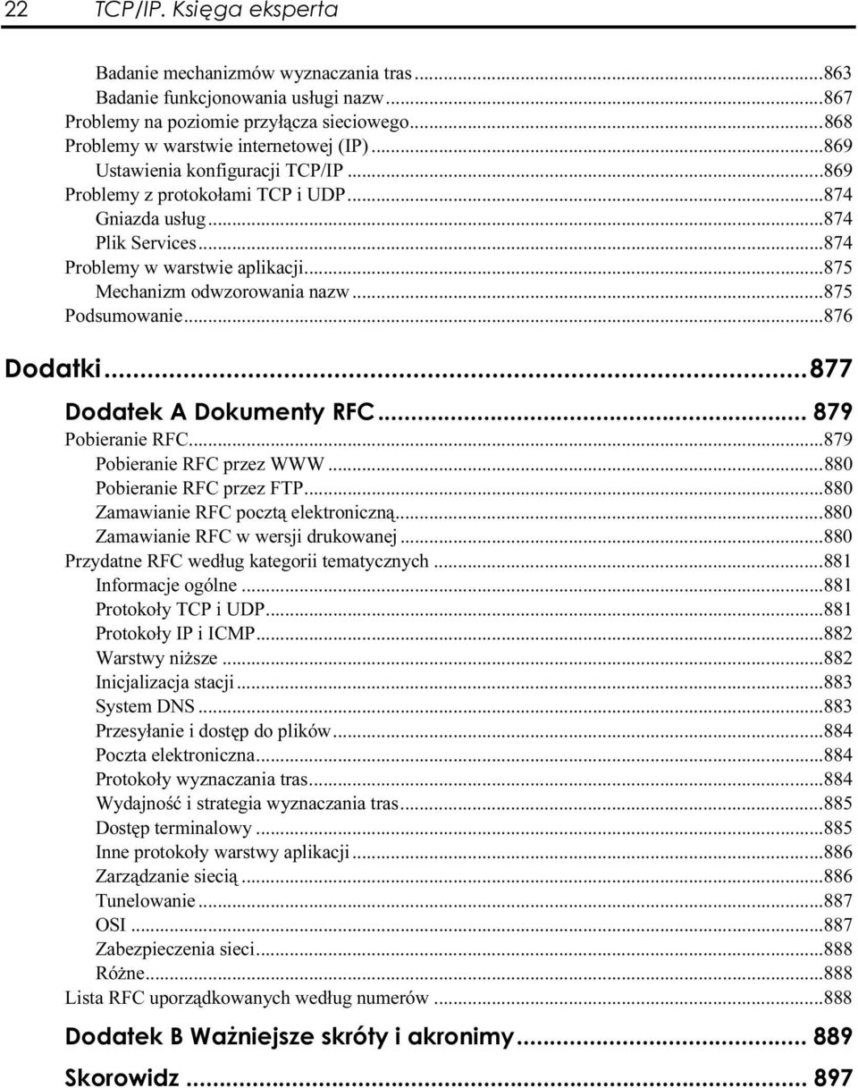 ..s...s......876 Pobieranie RFC...s...s......879 Pobieranie RFC przez WWW...s...s. 880 Pobieranie RFC przez FTP...s...s....880 Zamawianie RFC pocztą elektroniczną...s...880 Zamawianie RFC w wersji drukowanej.