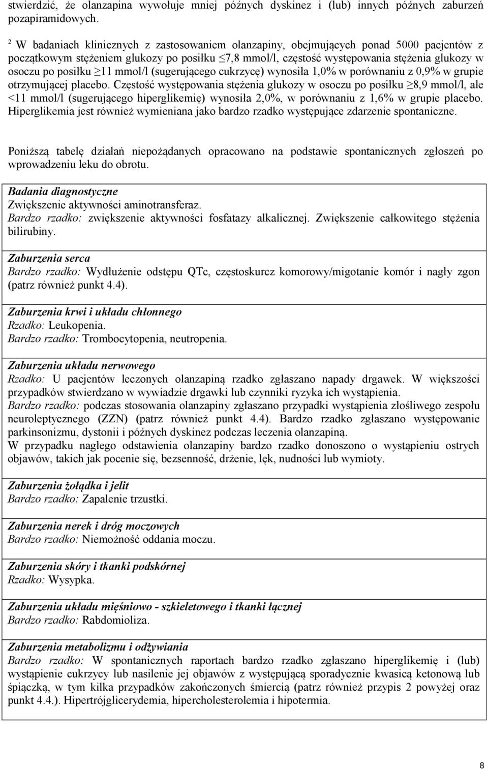 posiłku 11 mmol/l (sugerującego cukrzycę) wynosiła 1,0% w porównaniu z 0,9% w grupie otrzymującej placebo.