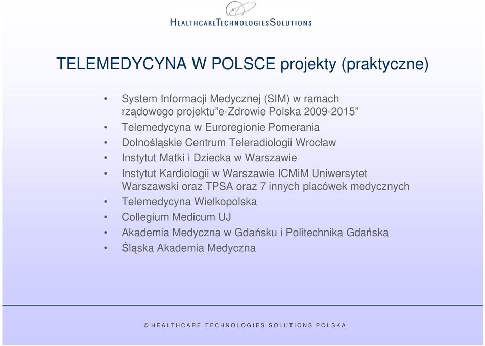 Dziecka w Warszawie Instytut Kardiologii w Warszawie ICMiM Uniwersytet Warszawski oraz TPSA oraz 7 innych placówek