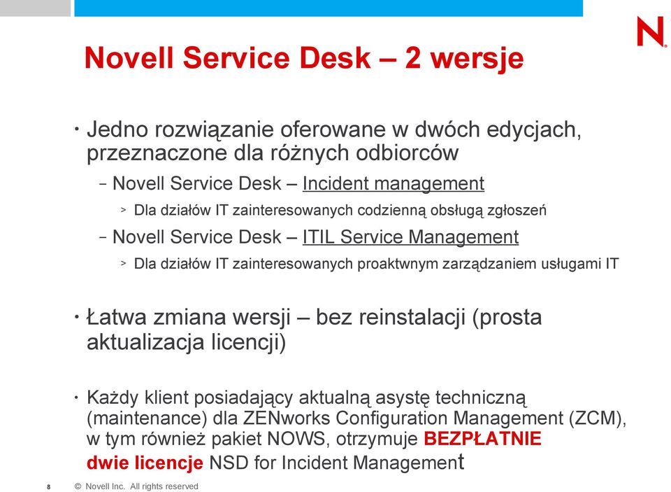 usługami IT Łatwa zmiana wersji bez reinstalacji (prosta aktualizacja licencji) Każdy klient posiadający aktualną asystę techniczną (maintenance) dla