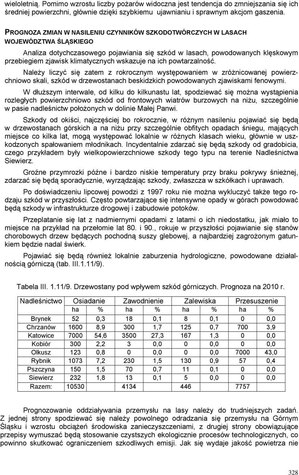 wskazuje na ich powtarzalność. Należy liczyć się zatem z rokrocznym występowaniem w zróżnicowanej powierzchniowo skali, szkód w drzewostanach beskidzkich powodowanych zjawiskami fenowymi.