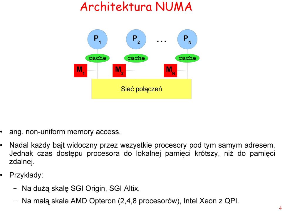 Nadal każdy bajt widoczny przez wszystkie procesory pod tym samym adresem, Jednak czas dostępu