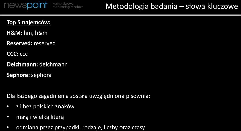 każdego zagadnienia została uwzględniona pisownia: z i bez polskich