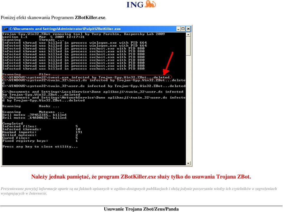 exe słuŝy tylko do usuwania Trojana ZBot.