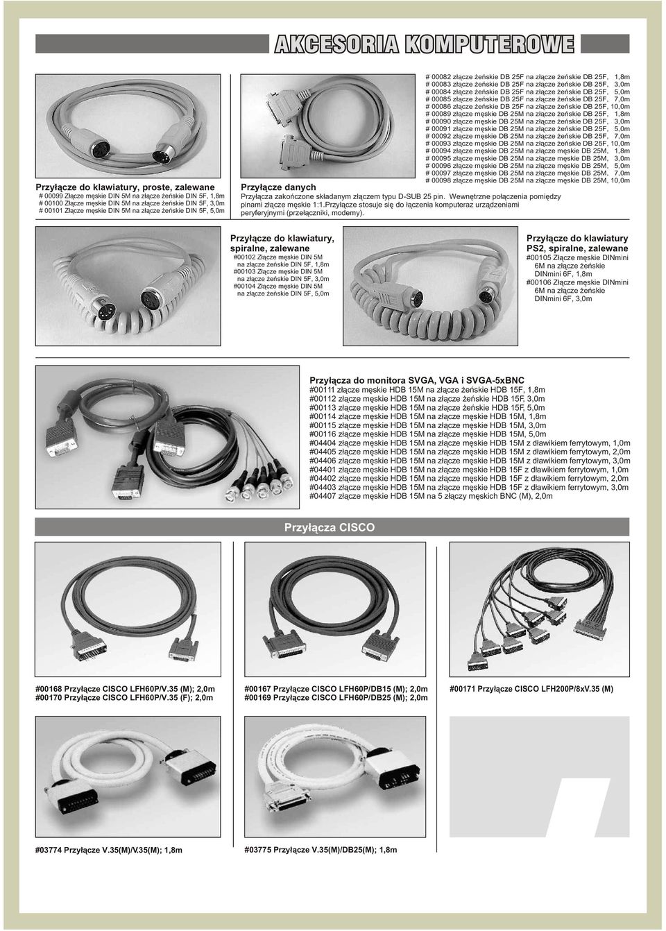 00085 z³¹cze eñskie DB 25F na z³¹cze eñskie DB 25F, 7,0m # 00086 z³¹cze eñskie DB 25F na z³¹cze eñskie DB 25F, 10,0m # 00089 z³¹cze mêskie DB 25M na z³¹cze eñskie DB 25F, 1,8m # 00090 z³¹cze mêskie