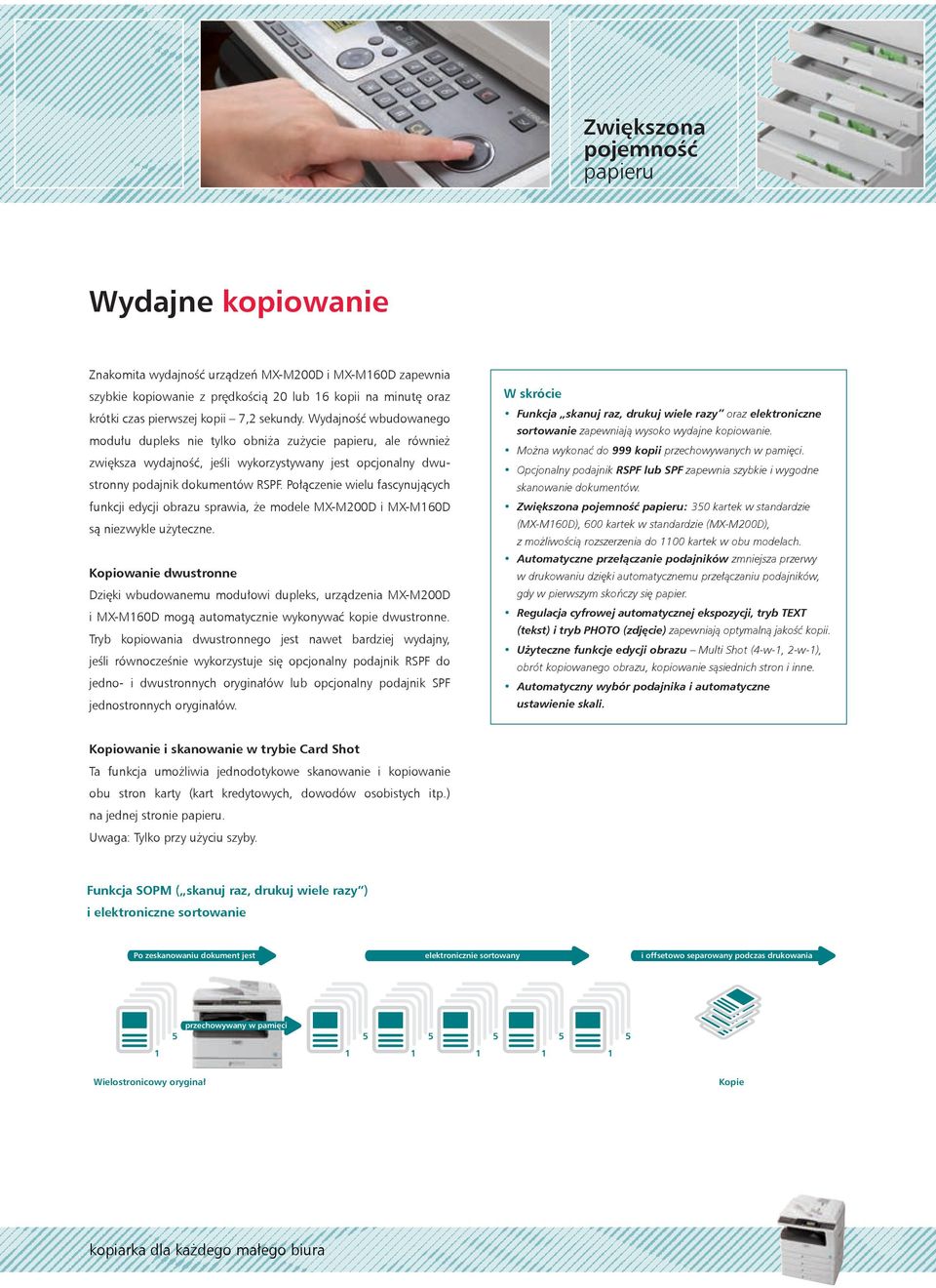 Połączenie wielu fascynujących funkcji edycji obrazu sprawia, że modele MX-M200D i MX-M60D są niezwykle użyteczne.