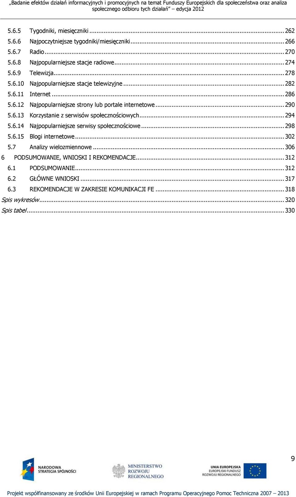 .. 294 5.6.14 Najpopularniejsze serwisy społecznościowe... 298 5.6.15 Blogi internetowe... 302 5.7 Analizy wielozmiennowe... 306 6 PODSUMOWANIE, WNIOSKI I REKOMENDACJE.