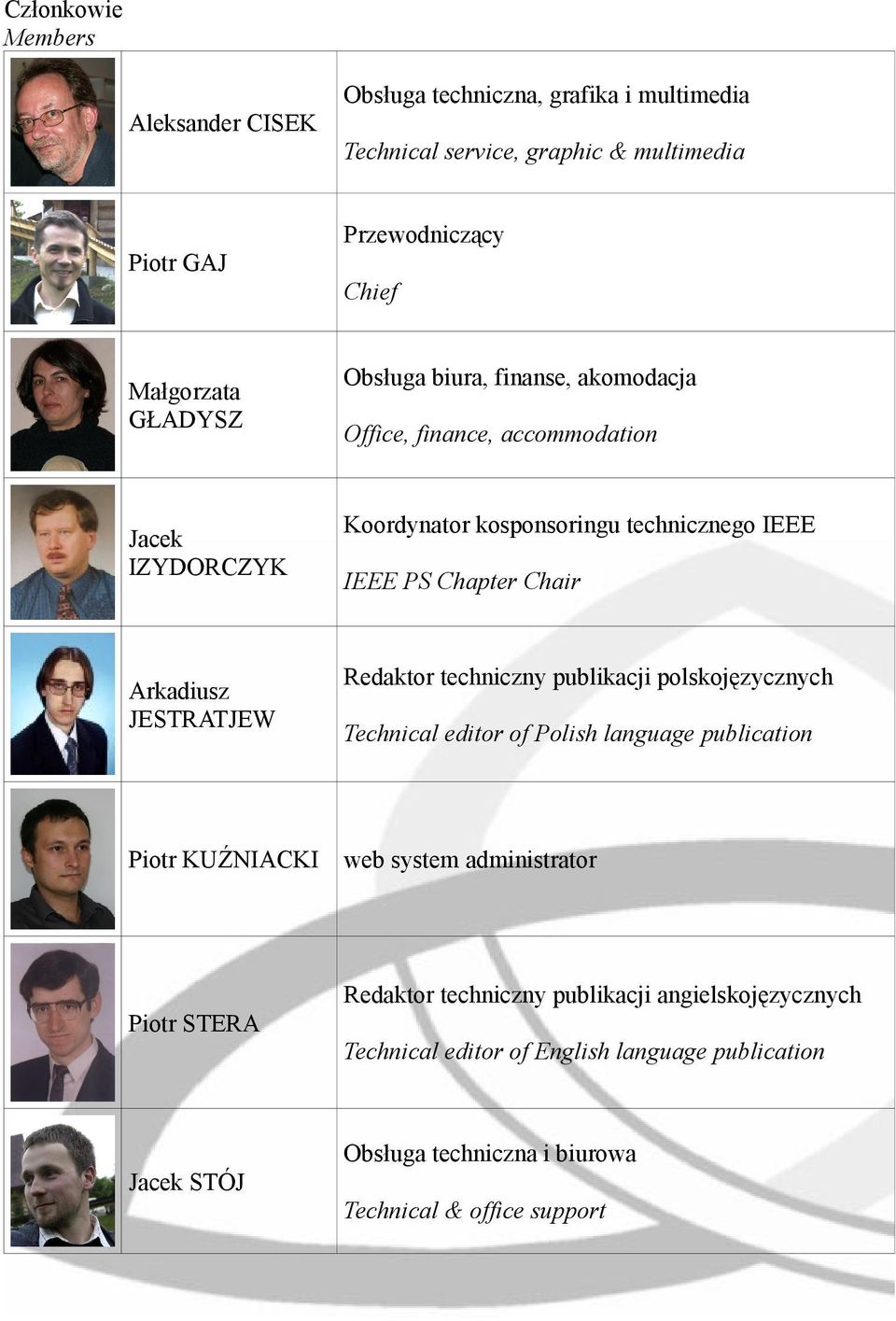 technicznego IEEE IEEE PS Chapter Chair Redaktor techniczny publikacji polskojęzycznych Technical editor of Polish language publication web system administrator