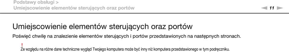 elementów sterujących i portów przedstawionych na następnych stronach.