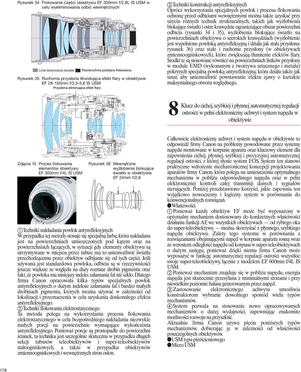 ochronę przed odbiciami wewnętrznymi można także uzyskać przy użyciu różnych technik strukturalnych, takich jak wyżłobienia blokujące światło i ostre krawędzie ograniczające obszar powierzchni