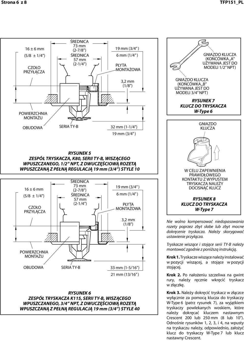 57 mm (57,2 (2-1/4 ) mm) SERIA SERIES TY-B TY-B 3/4" 19 mm (19,1 (3/4 mm) ) 1/4" 6 mm (6,4 (1/4 mm) ) MOUNTING PŁYTA MONTAŻOWA PLATE 3,2 1/8" mm (3,2 (1/8 ) mm) 1-1/4" 32 mm (31,8 (1-1/4 ) mm) 3/4"