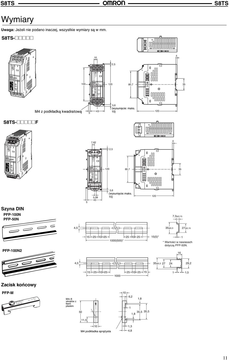 15) 120 -@@@@@F LOCK 7,62 4 2,5 L N INPUT AC100-240V -06024F POWER SUPPLY 120 80,7 35 DC ON DC LOW V.ADJ -V Class2 Power OUTPUT DC24V 2.5A +V 5 5,08 43 5,6 (wysunięcie: maks.