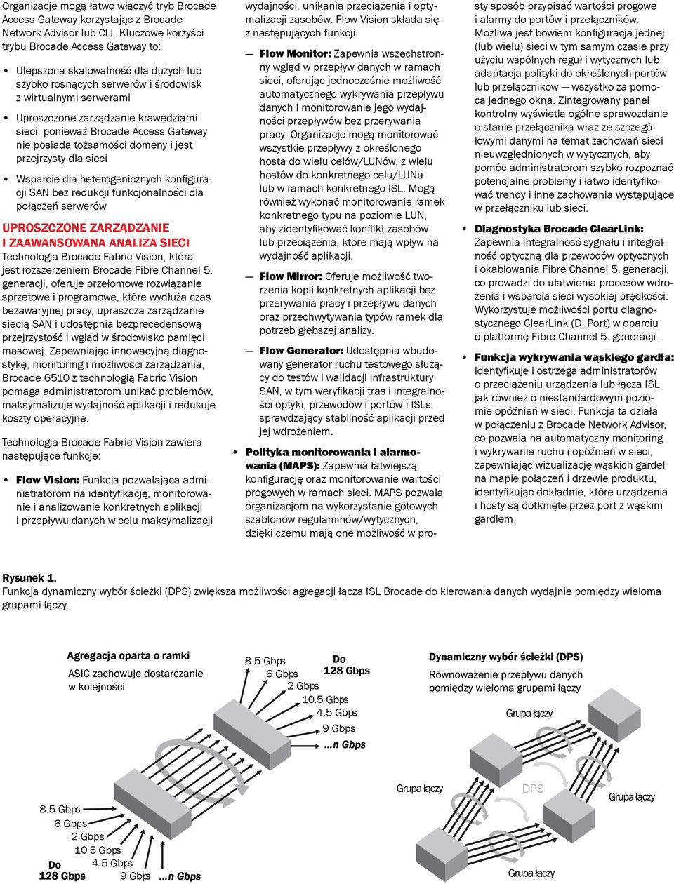 ponieważ Brocade Access Gateway nie posiada tożsamości domeny i jest przejrzysty dla sieci Wsparcie dla heterogenicznych konfiguracji SAN bez redukcji funkcjonalności dla połączeń serwerów