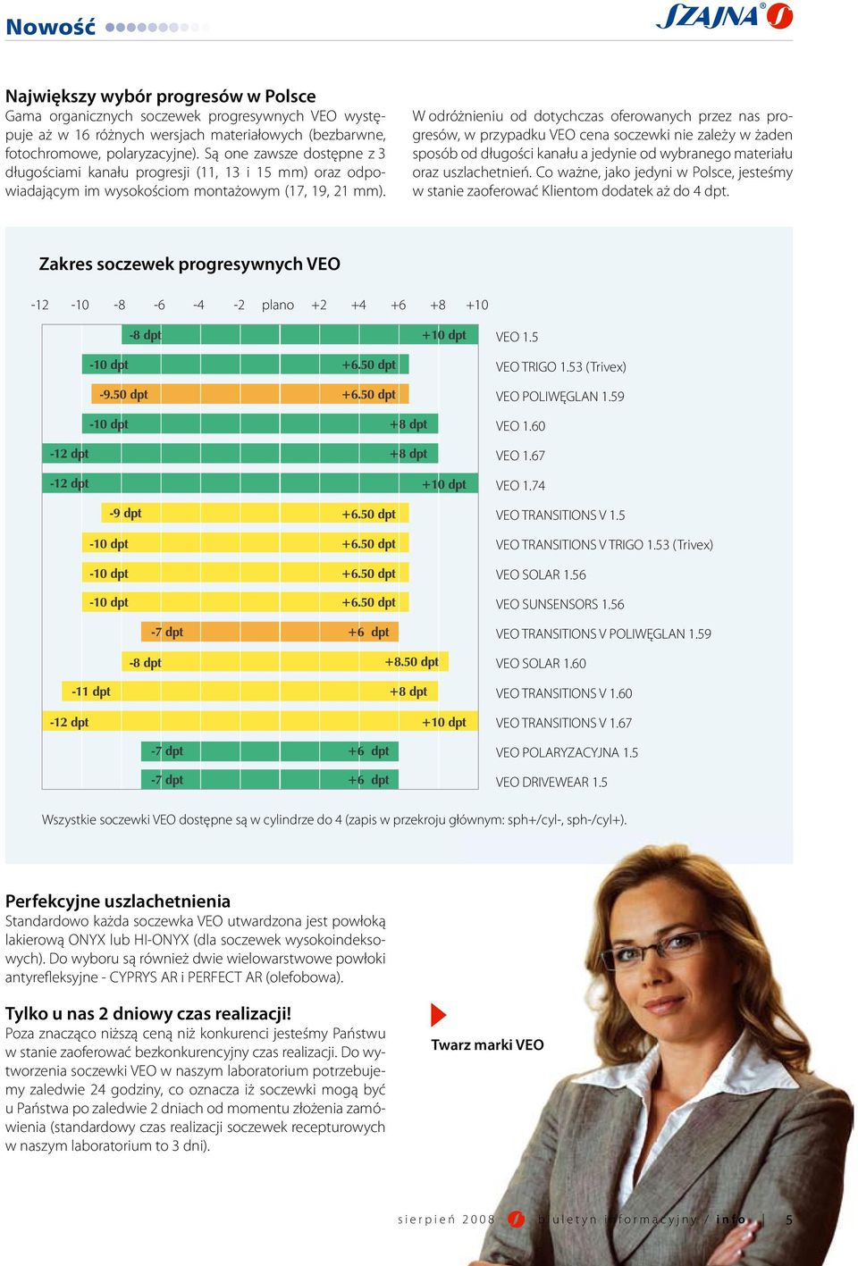 W odróżnieniu od dotychczas oferowanych przez nas progresów, w przypadku VEO cena soczewki nie zależy w żaden sposób od długości kanału a jedynie od wybranego materiału oraz uszlachetnień.