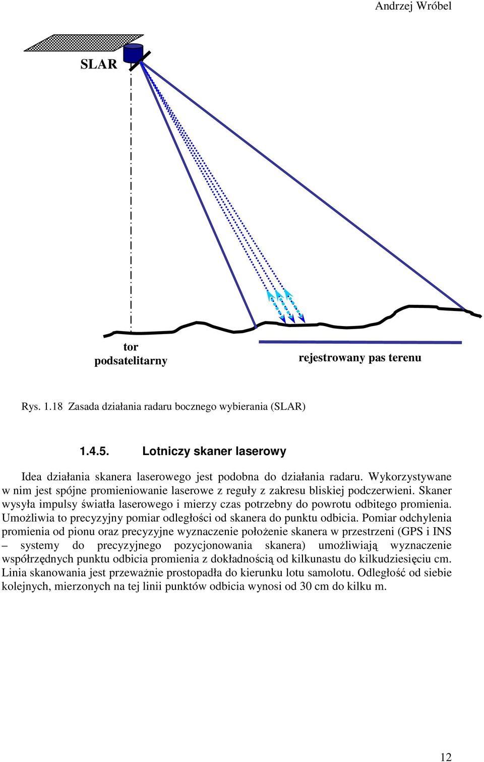 Skaner wysyła impulsy światła laserowego i mierzy czas potrzebny do powrotu odbitego promienia. UmoŜliwia to precyzyjny pomiar odległości od skanera do punktu odbicia.