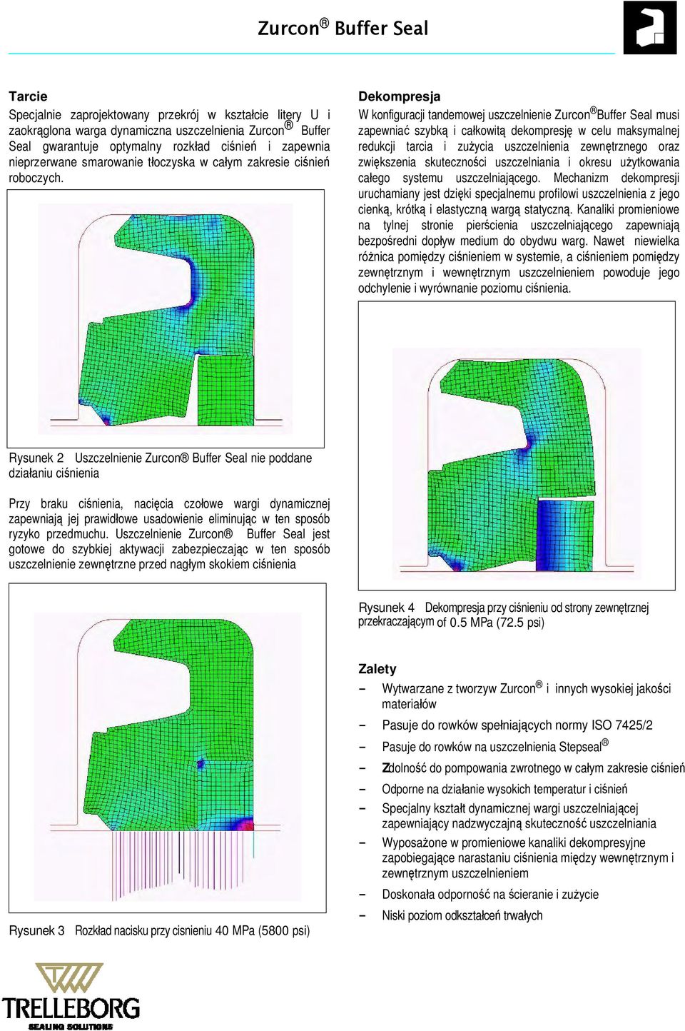 Dekompresja W konfiguracji tandemowej uszczelnienie Zurcon Buffer Seal musi zapewniać szybką i całkowitą dekompresję w celu maksymalnej redukcji tarcia i zu ycia uszczelnienia zewnętrznego oraz