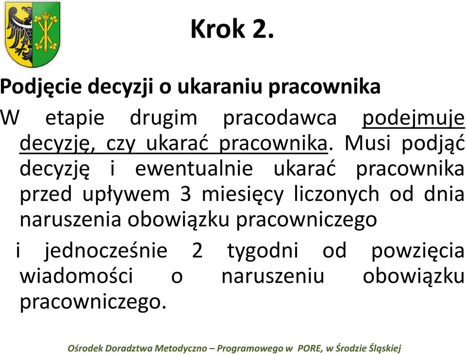 decyzję, czy ukarać pracownika.