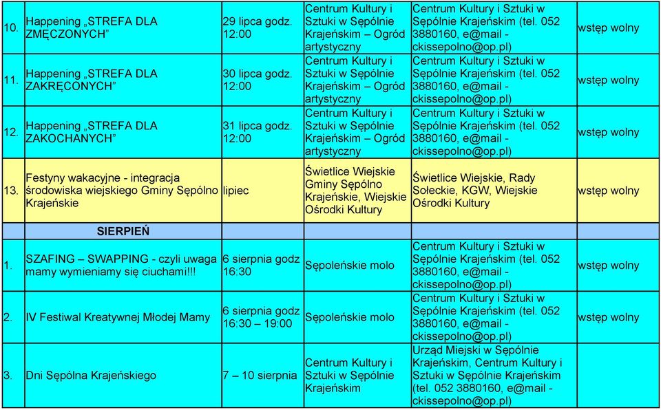 środowiska wiejskiego Gminy Sępólno lipiec Sołeckie, KGW, Wiejskie Krajeńskie, Wiejskie Krajeńskie SIERPIEŃ 1.