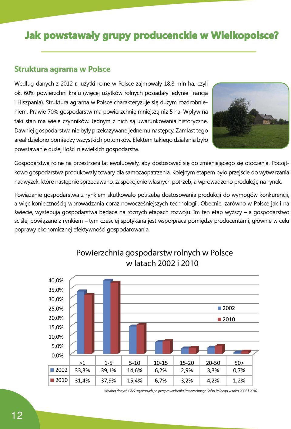 Prawie 70% gospodarstw ma powierzchnię mniejszą niż 5 ha. Wpływ na taki stan ma wiele czynników. Jednym z nich są uwarunkowania historyczne.