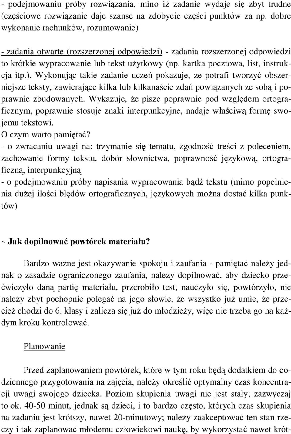 kartka pocztowa, list, instrukcja itp.).