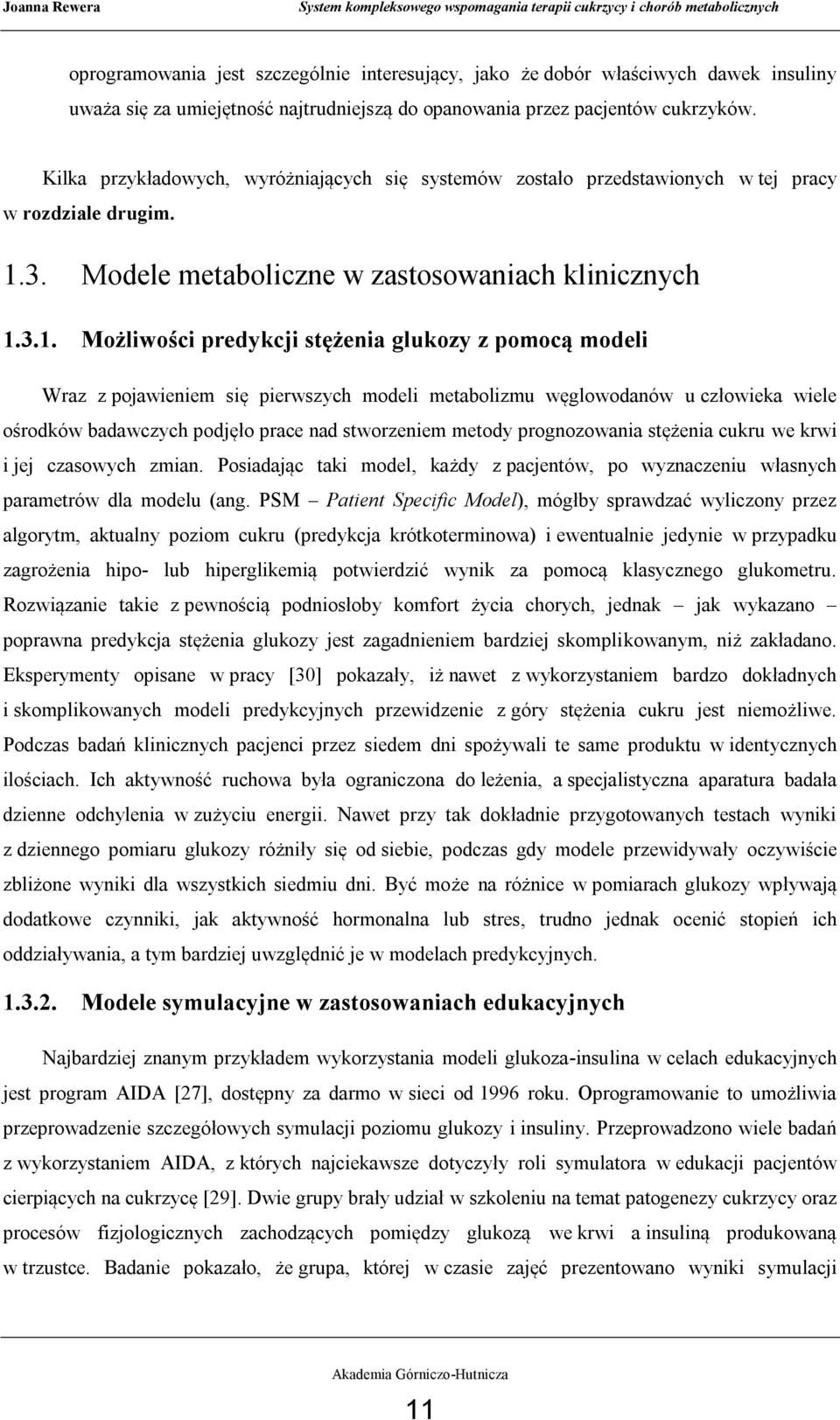 3. Modele metaboliczne w zastosowaniach klinicznych 1.