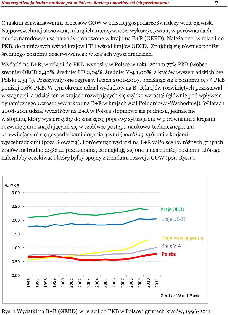 Najpowszechniej stosowaną miarą ich intensywności wykorzystywaną w porównaniach międzynarodowych są nakłady, ponoszone w kraju na B+R (GERD).