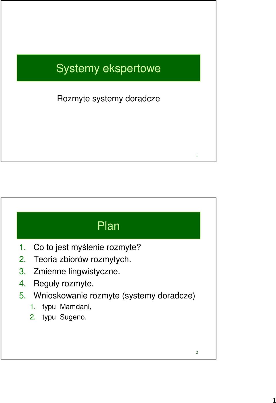 3. Zmienne lingwistyczne. 4. Reguły rozmyte. 5.