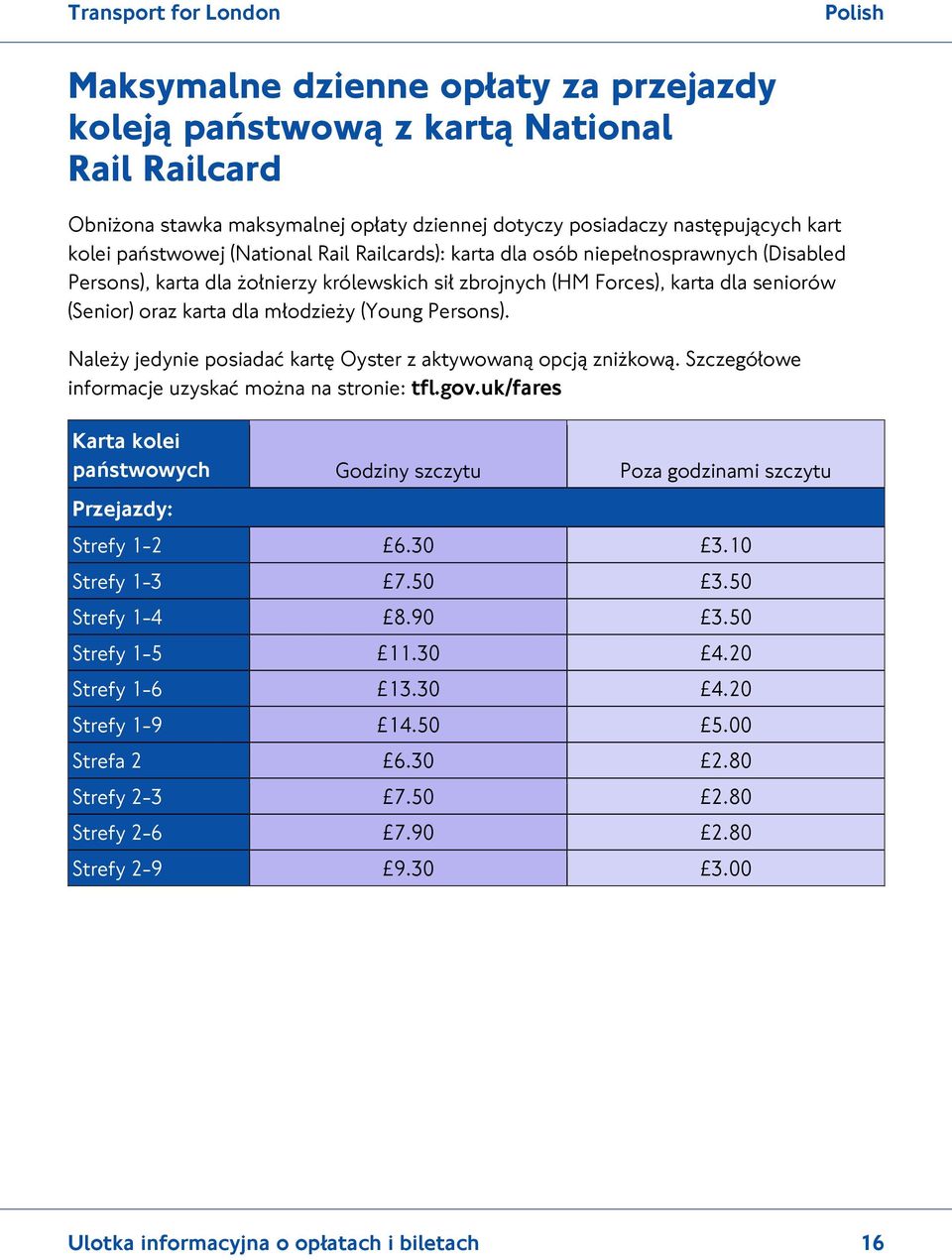 Należy jedynie posiadać kartę Oyster z aktywowaną opcją zniżkową. Szczegółowe informacje uzyskać można na stronie: tfl.gov.