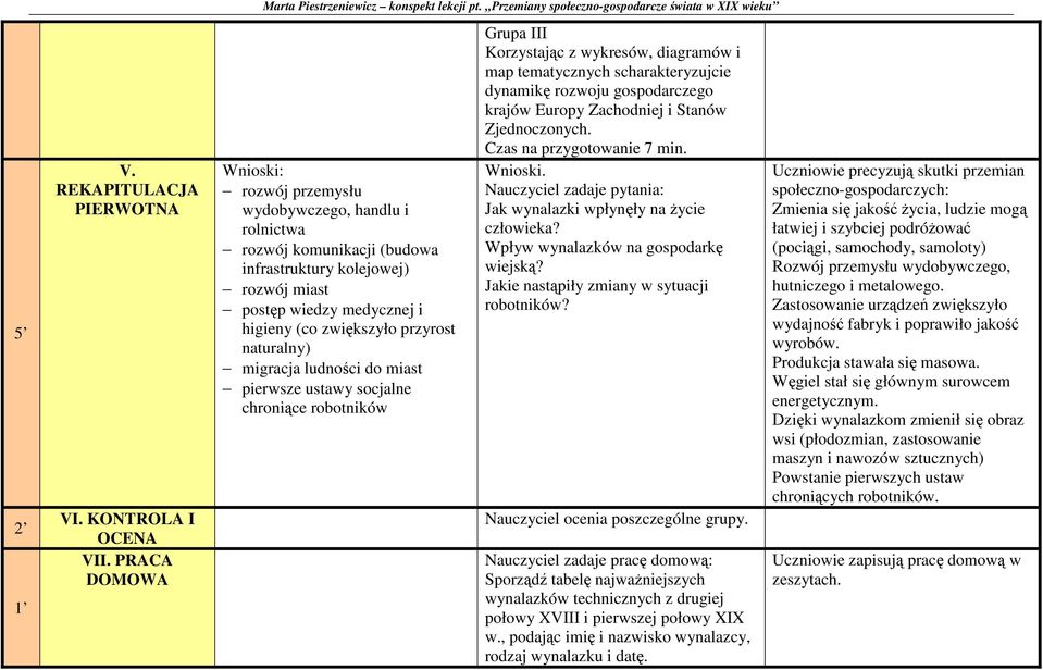 i higieny (co zwiększyło przyrost naturalny) migracja ludności do miast pierwsze ustawy socjalne chroniące robotników Grupa III Korzystając z wykresów, diagramów i map tematycznych scharakteryzujcie