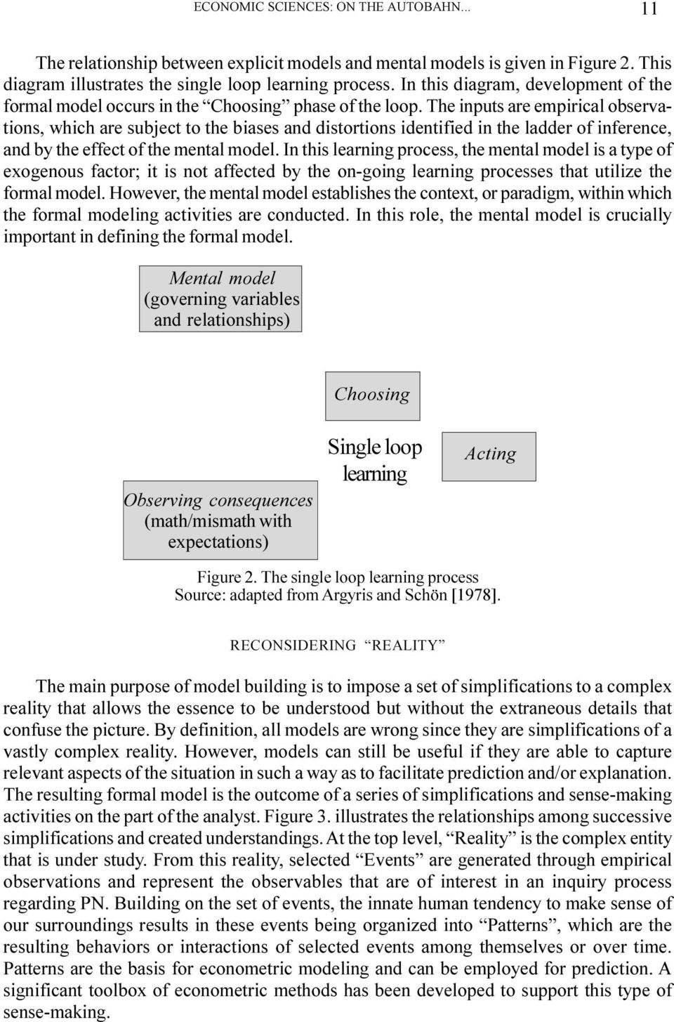 The inputs are empirical observations, which are subject to the biases and distortions identified in the ladder of inference, and by the effect of the mental model.