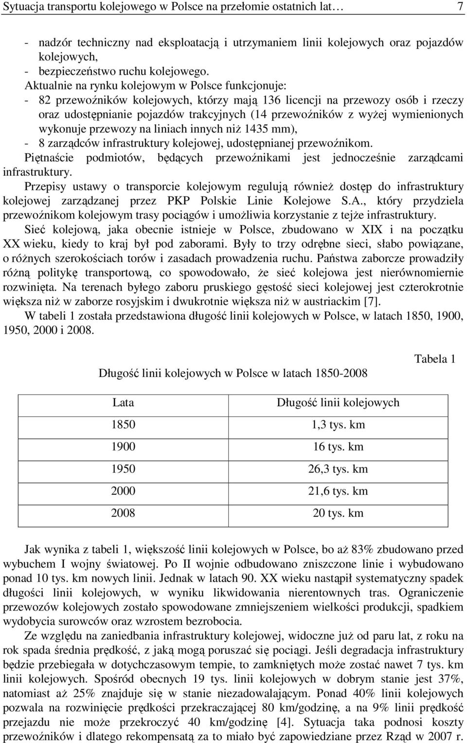 wymienionych wykonuje przewozy na liniach innych niŝ 1435 mm), - 8 zarządców infrastruktury kolejowej, udostępnianej przewoźnikom.